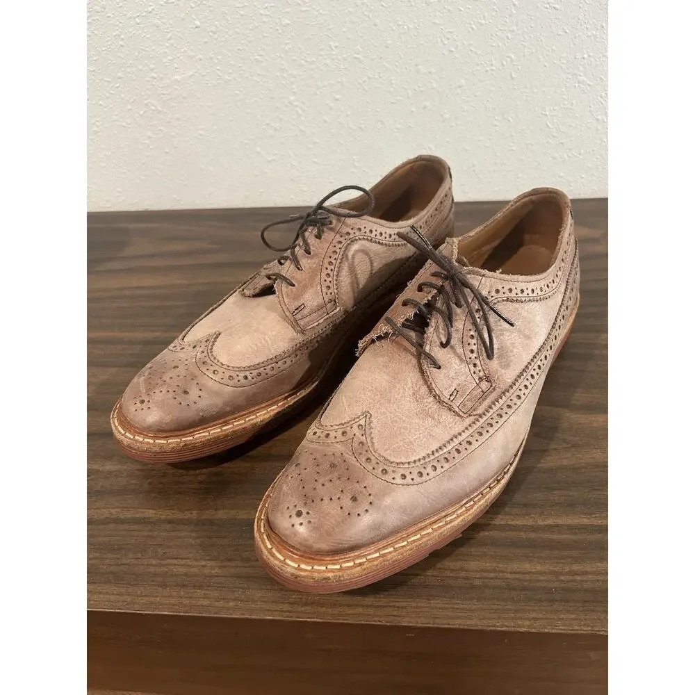 Allen‎ Edmonds Shannon Drive Shoes Mens Size 11.5 B Tan Leather Wingtip Oxford